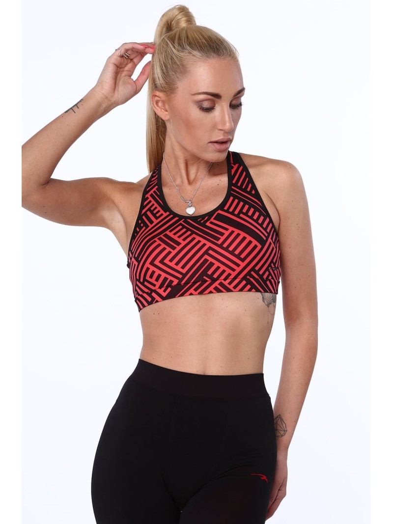 Coral sports top with geometric shapes MR15501 - Online store - Boutique